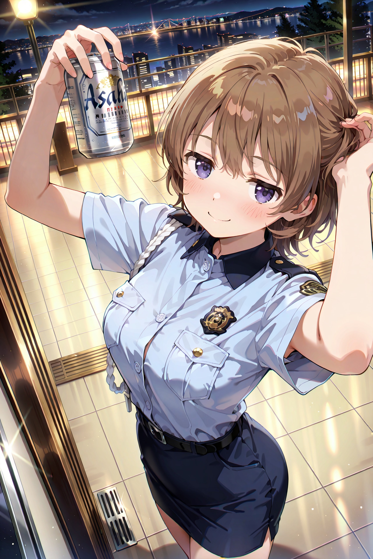 婦警さんとビール Z406 | の人気AIイラスト・グラビア