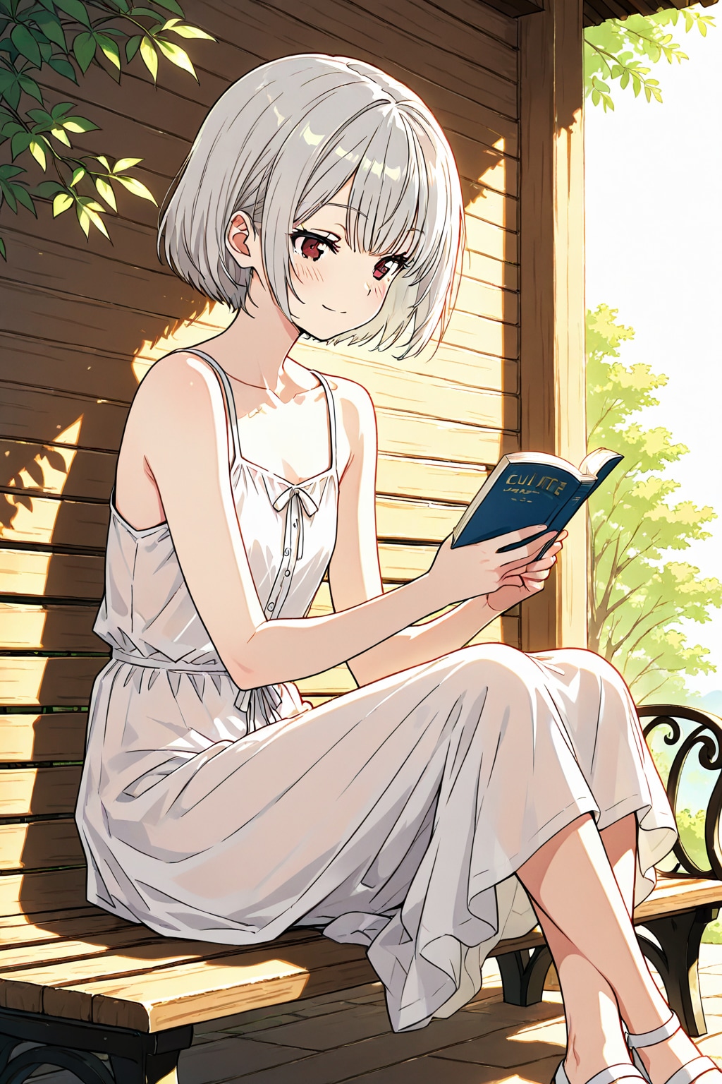 外で読書