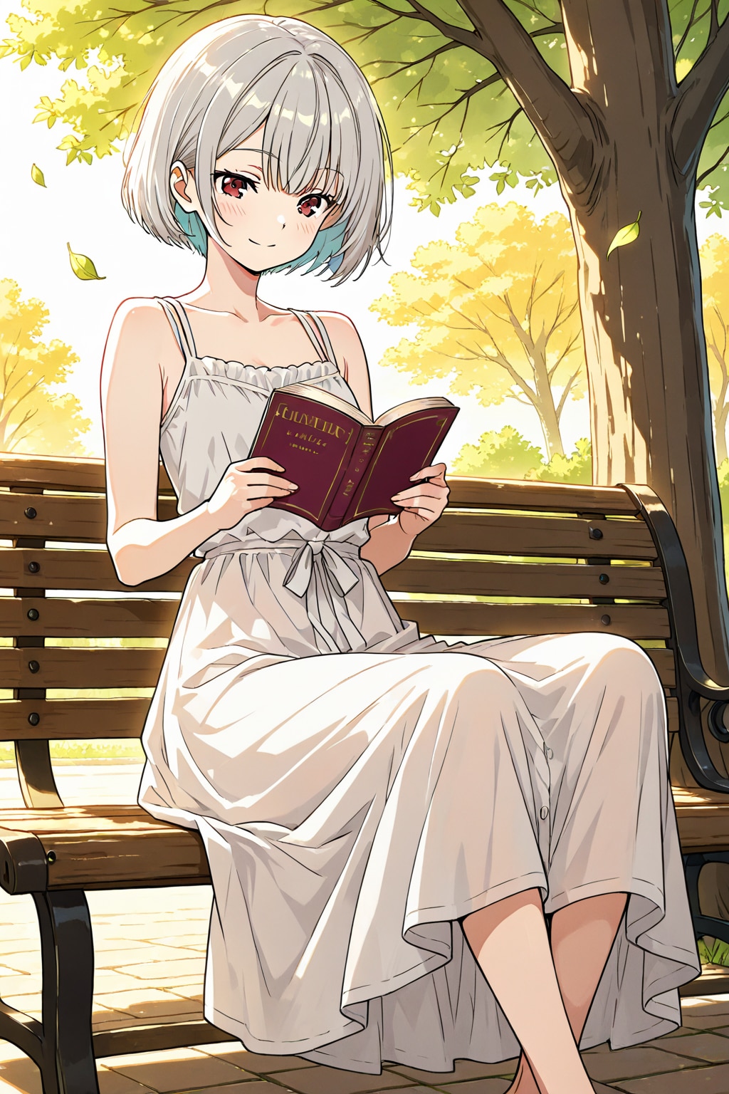 外で読書