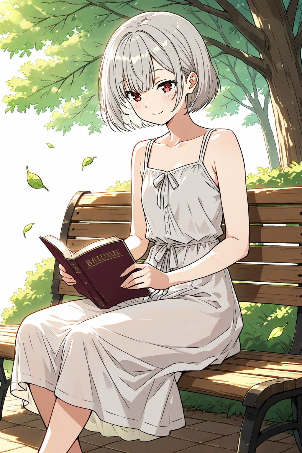 外で読書