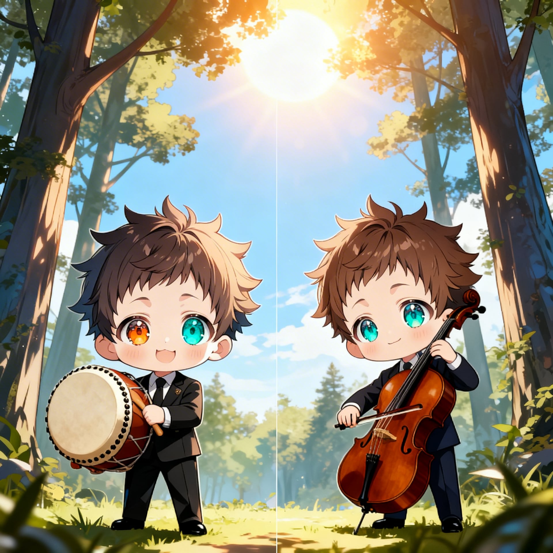 太鼓・チェロを演奏する少年 | の人気AIイラスト・グラビア