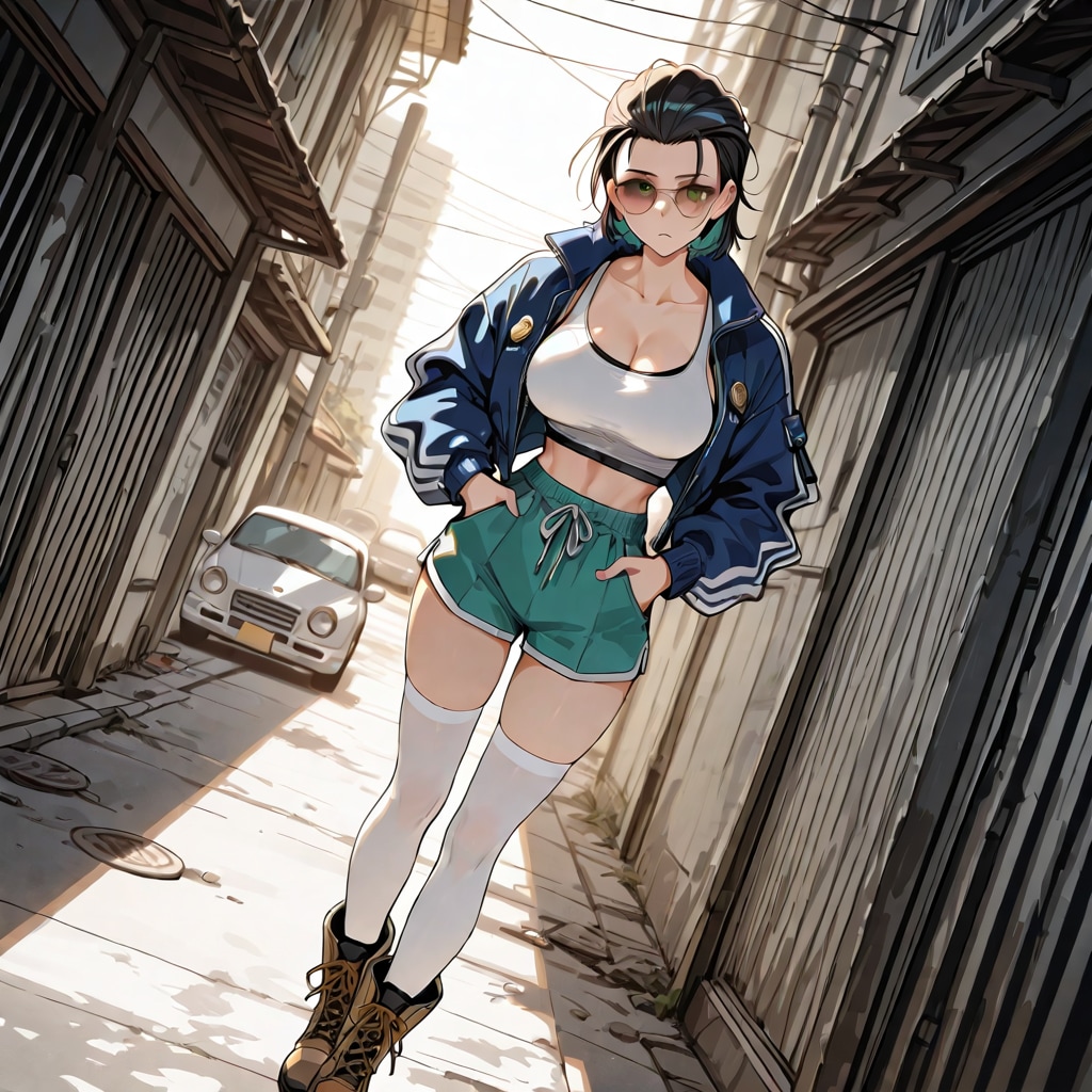 廃墟の町を歩く少女