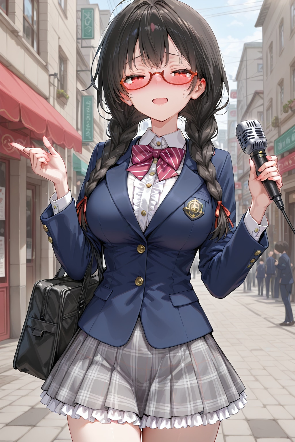 下校中に街頭インタビューに出くわす紅ちゃん | の人気AIイラスト・グラビア