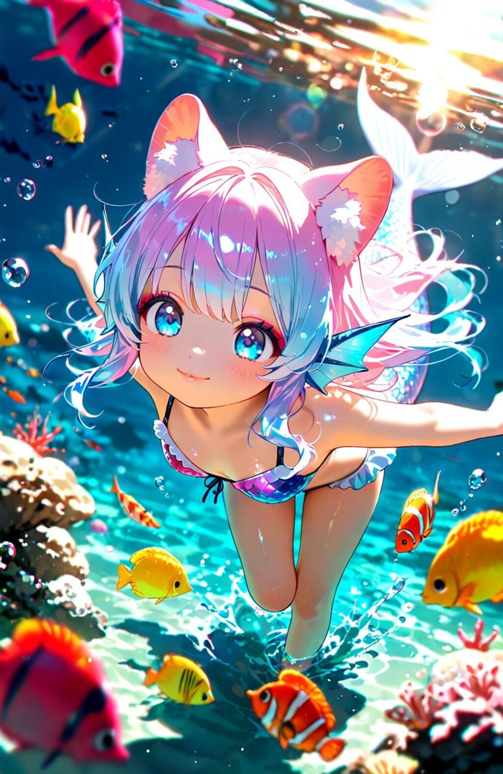 12枚）海中散歩の人魚さん