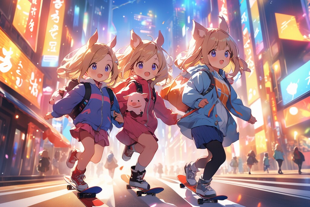 街中でスケボー