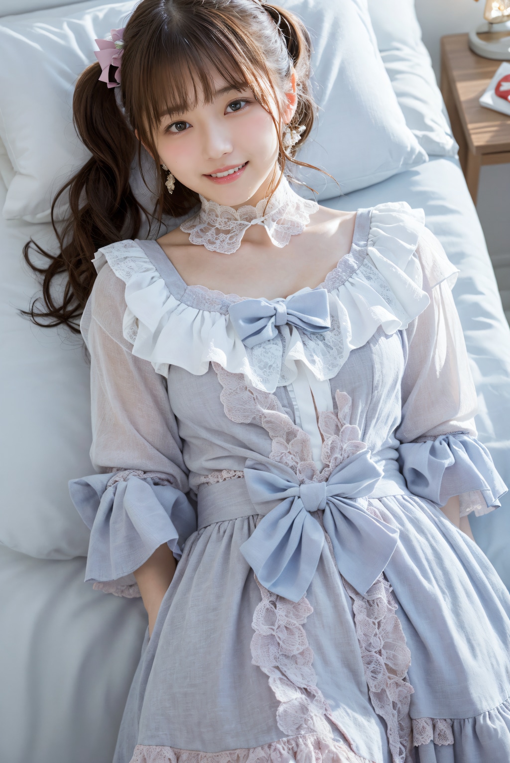 ベッドの上のロリィタファッション