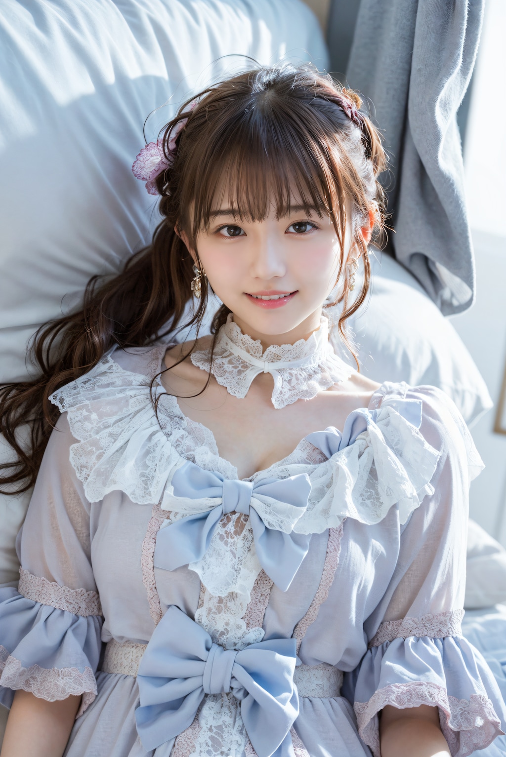 ベッドの上のロリィタファッション