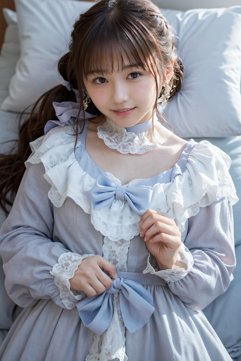 ベッドの上のロリィタファッション