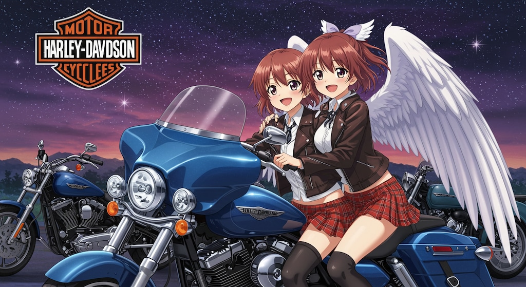 アニメキャラとハーレーダビッドソン