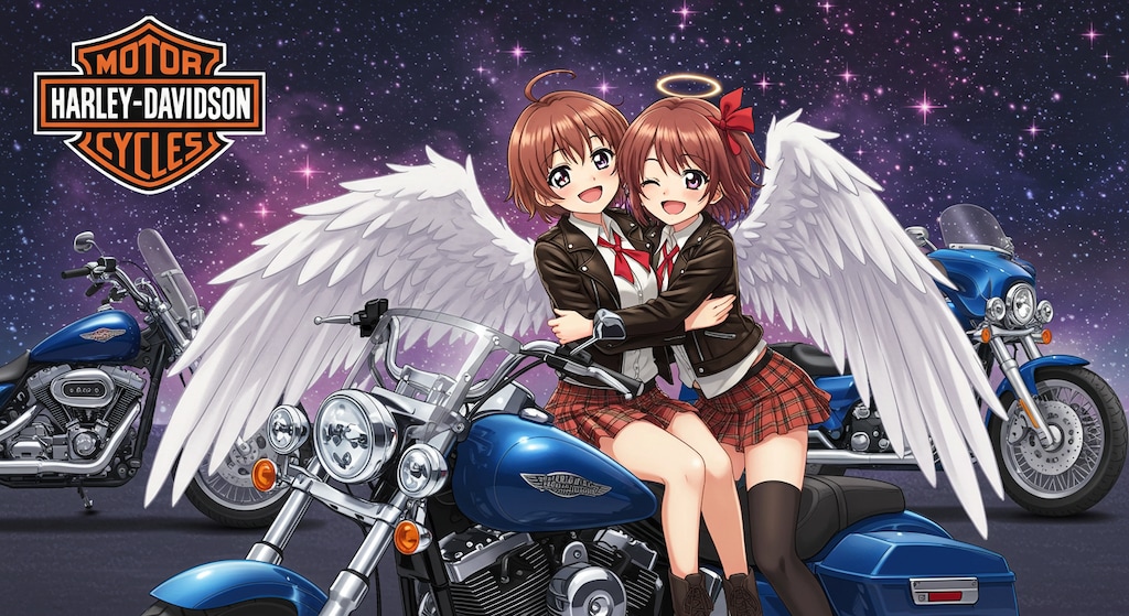 アニメキャラとハーレーダビッドソン