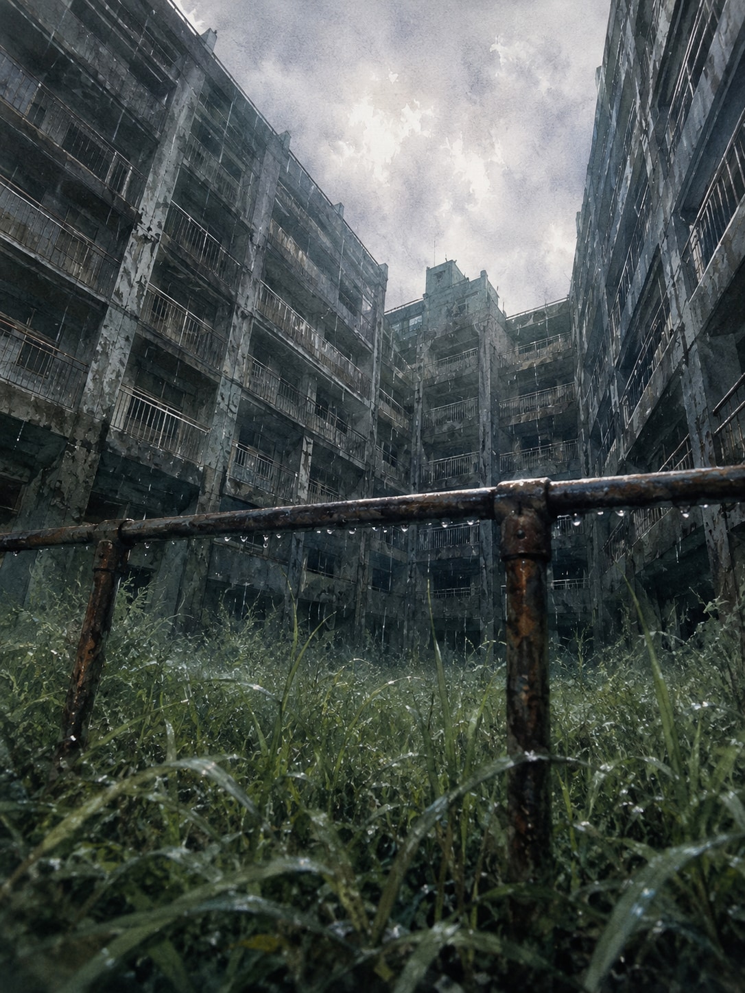 雨の軍艦島