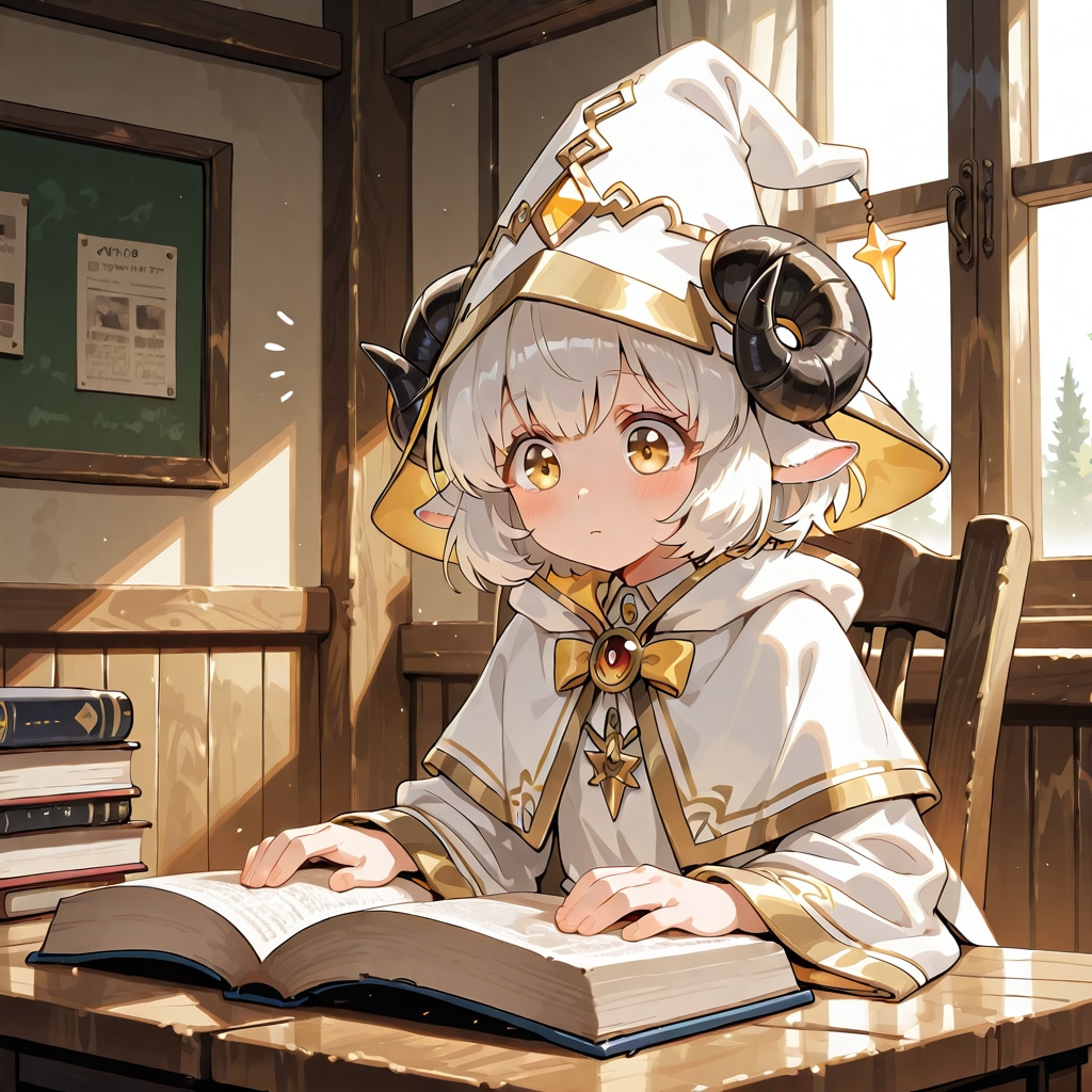 魔法大学で勉強するメイちゃん