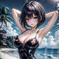 二次おっぱいポロリ299《ラテックス水着》 10枚目