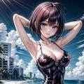 二次おっぱいポロリ299《ラテックス水着》 5枚目