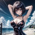 二次おっぱいポロリ299《ラテックス水着》 6枚目