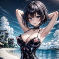 二次おっぱいポロリ299《ラテックス水着》 12枚目