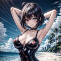 二次おっぱいポロリ299《ラテックス水着》 4枚目