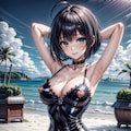 二次おっぱいポロリ299《ラテックス水着》 2枚目