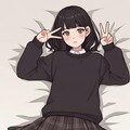 黒セーター×スカートの女の子 3枚目