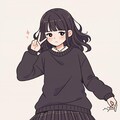 黒セーター×スカートの女の子 2枚目