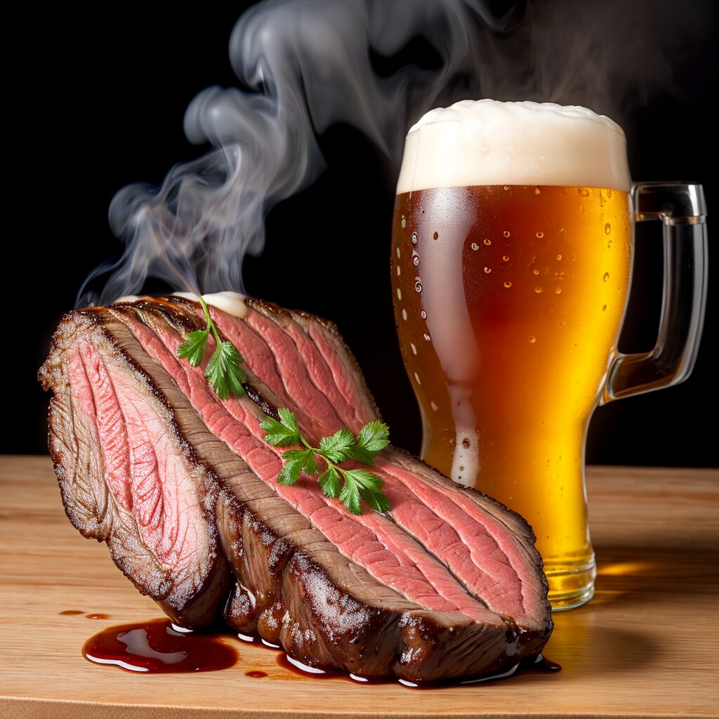 ビールとお肉（どうやって持ち上げてるの？）