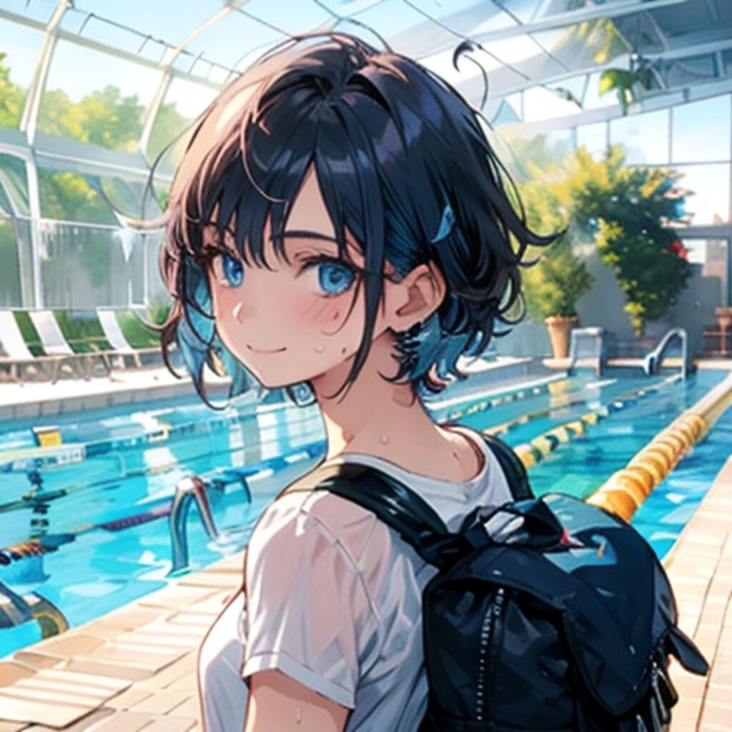 プールで修行中