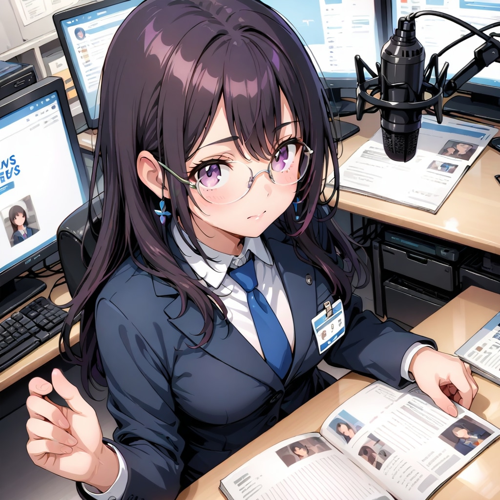 女子アナの黒髪メガネType.LARIMAR | の人気AIイラスト・グラビア