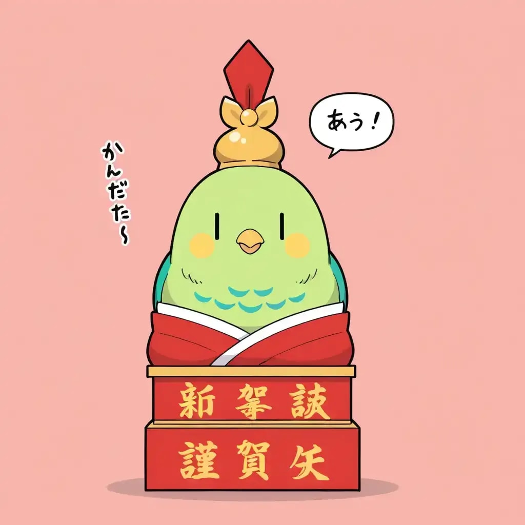 喋るインコ(ちょっと ひな祭り仕様)