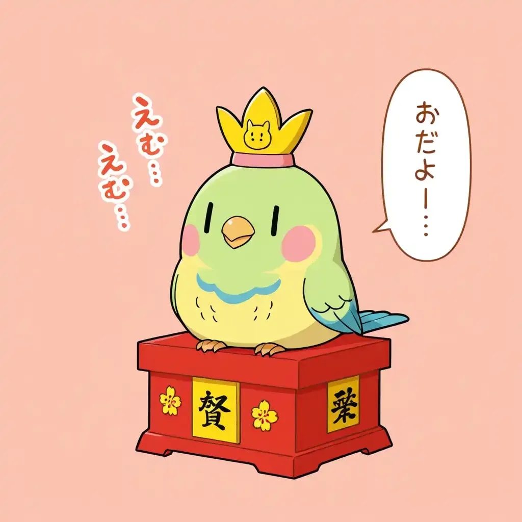 喋るインコ(ちょっと ひな祭り仕様)