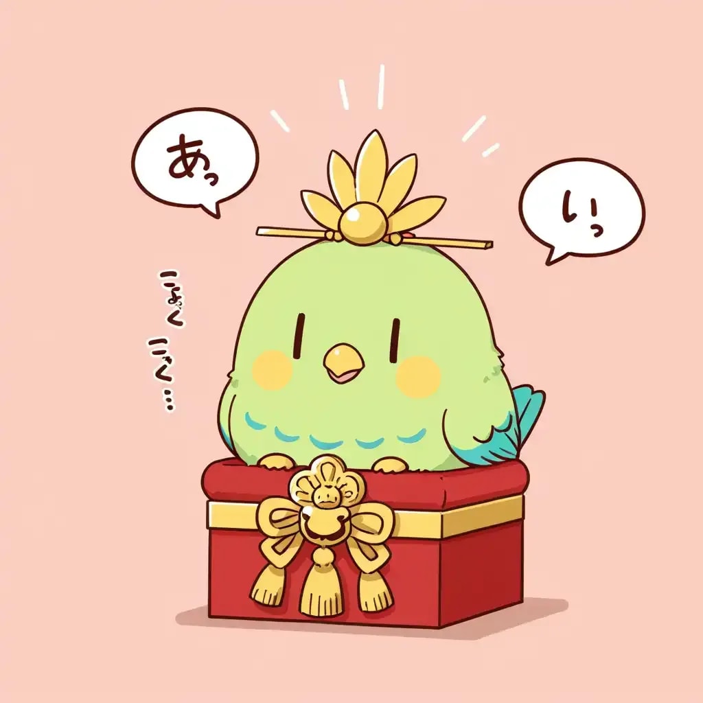 喋るインコ(ちょっと ひな祭り仕様)