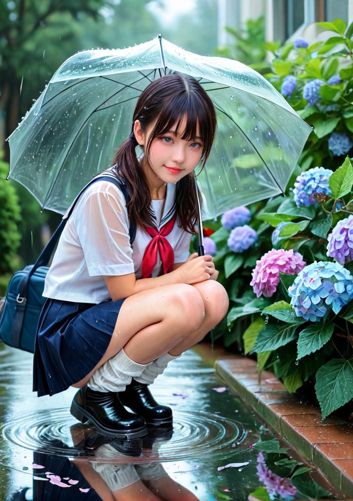 雨と紫陽花と君