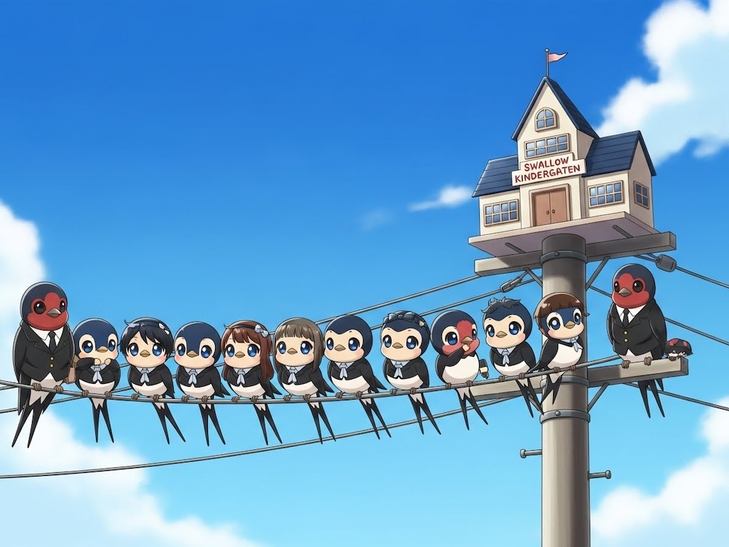 園児服が燕尾服の臙児たち