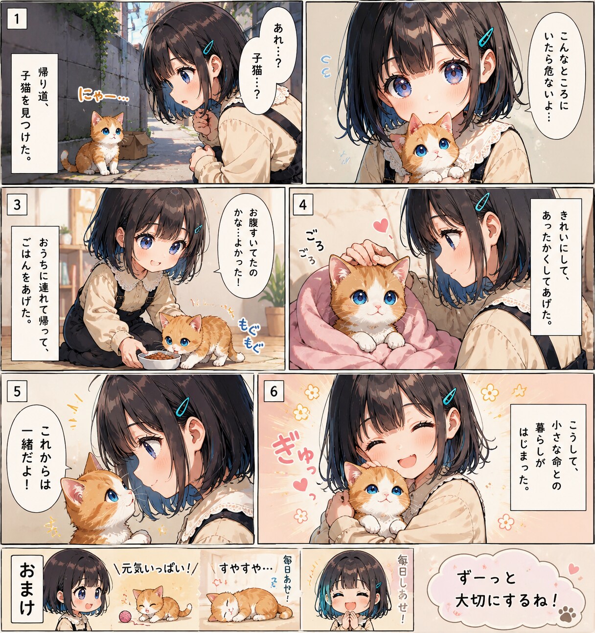 漫画　幼女と子猫