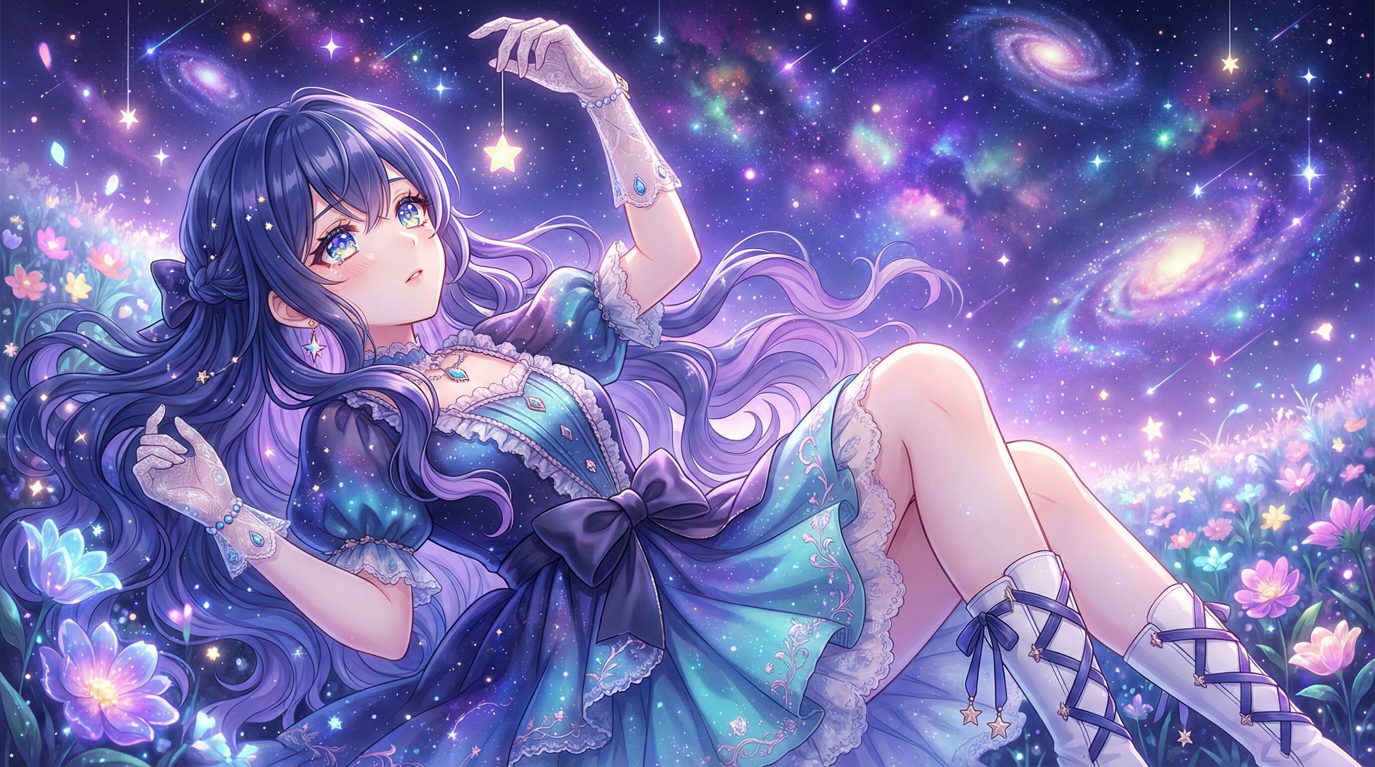 星の囁きに耳を傾ける蒼き姫 | の人気AIイラスト・グラビア