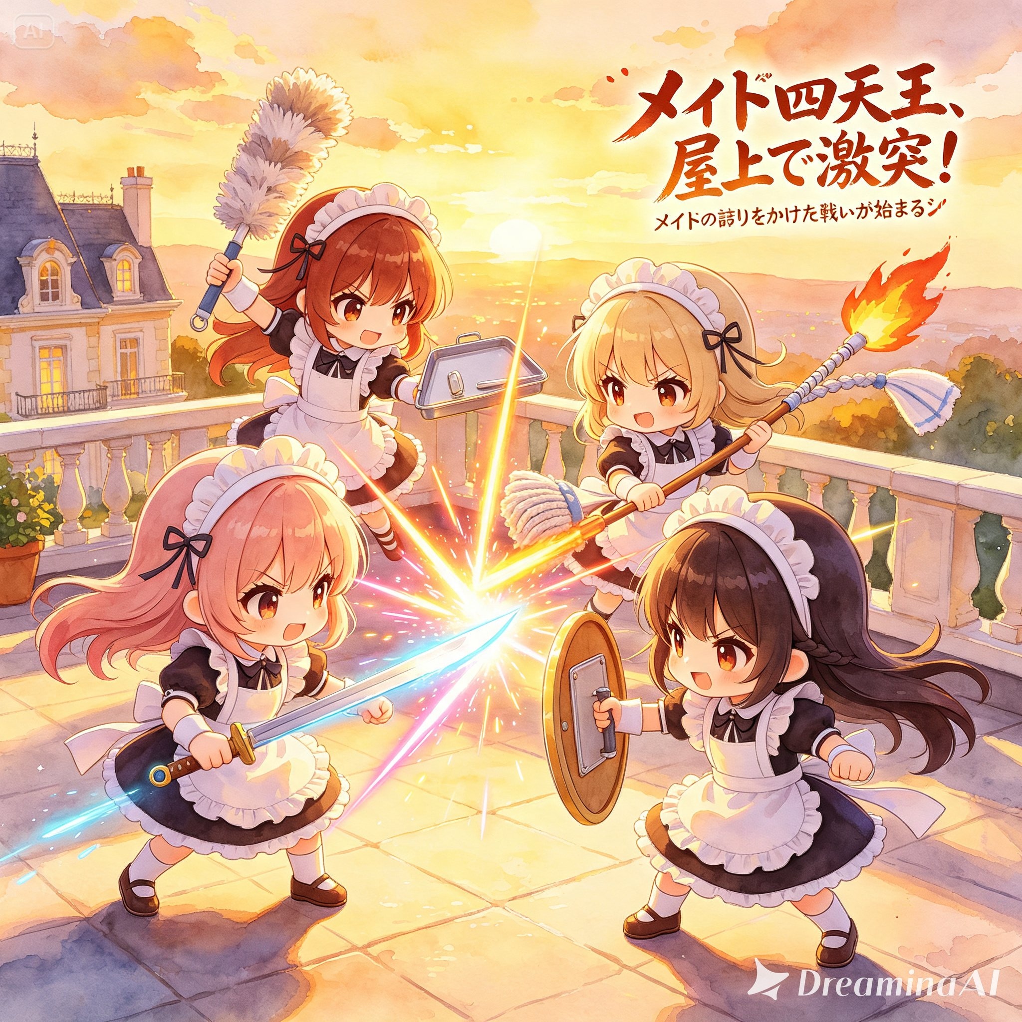 【四天王２】メイド四天王、激突！！ | の人気AIイラスト・グラビア