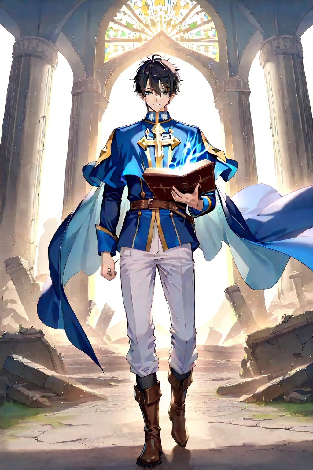 幻想的な古代遺跡の前、大柄な男性魔導士1-1-2-4-1-4-2 | の人気AIイラスト・グラビア