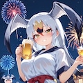 ウミネコちゃんと夏祭りでビール飲む♪ 6枚目