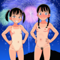 花火大会の最中に野外ヌード撮影チャレンジ姉妹 9枚目