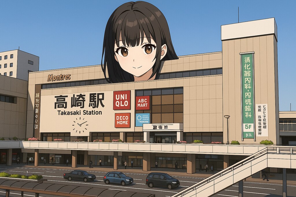 高崎駅のコスプレをする高崎サキちゃん