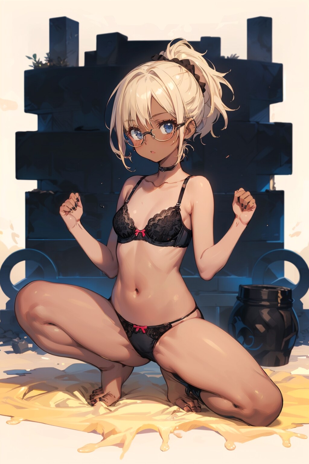 下着の眼鏡っ娘