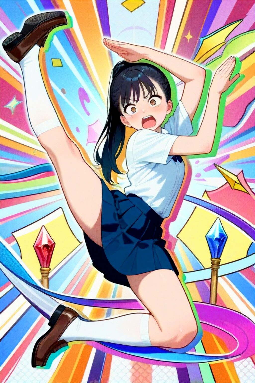 はしゃぐ黒髪ちゃん