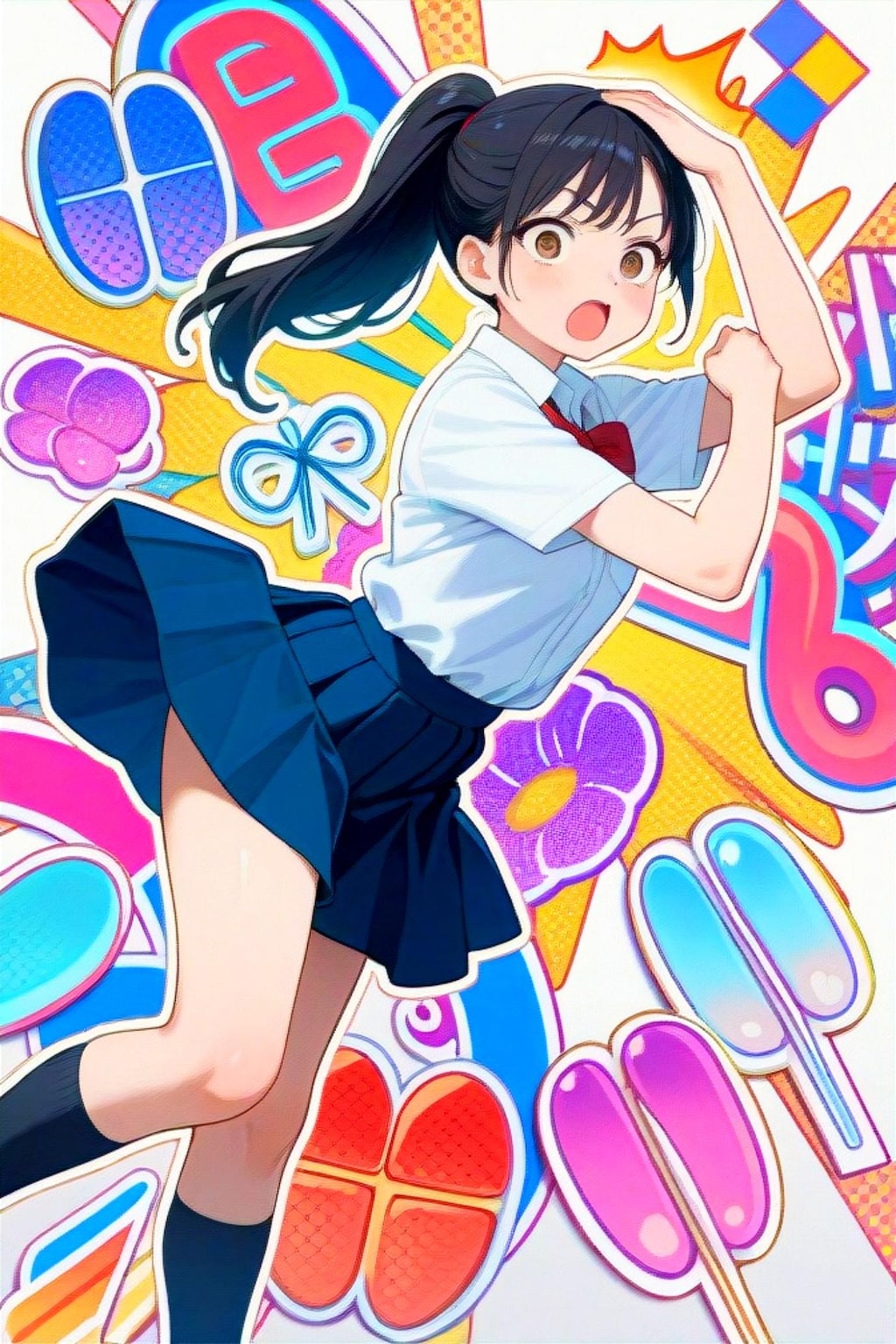 はしゃぐ黒髪ちゃん