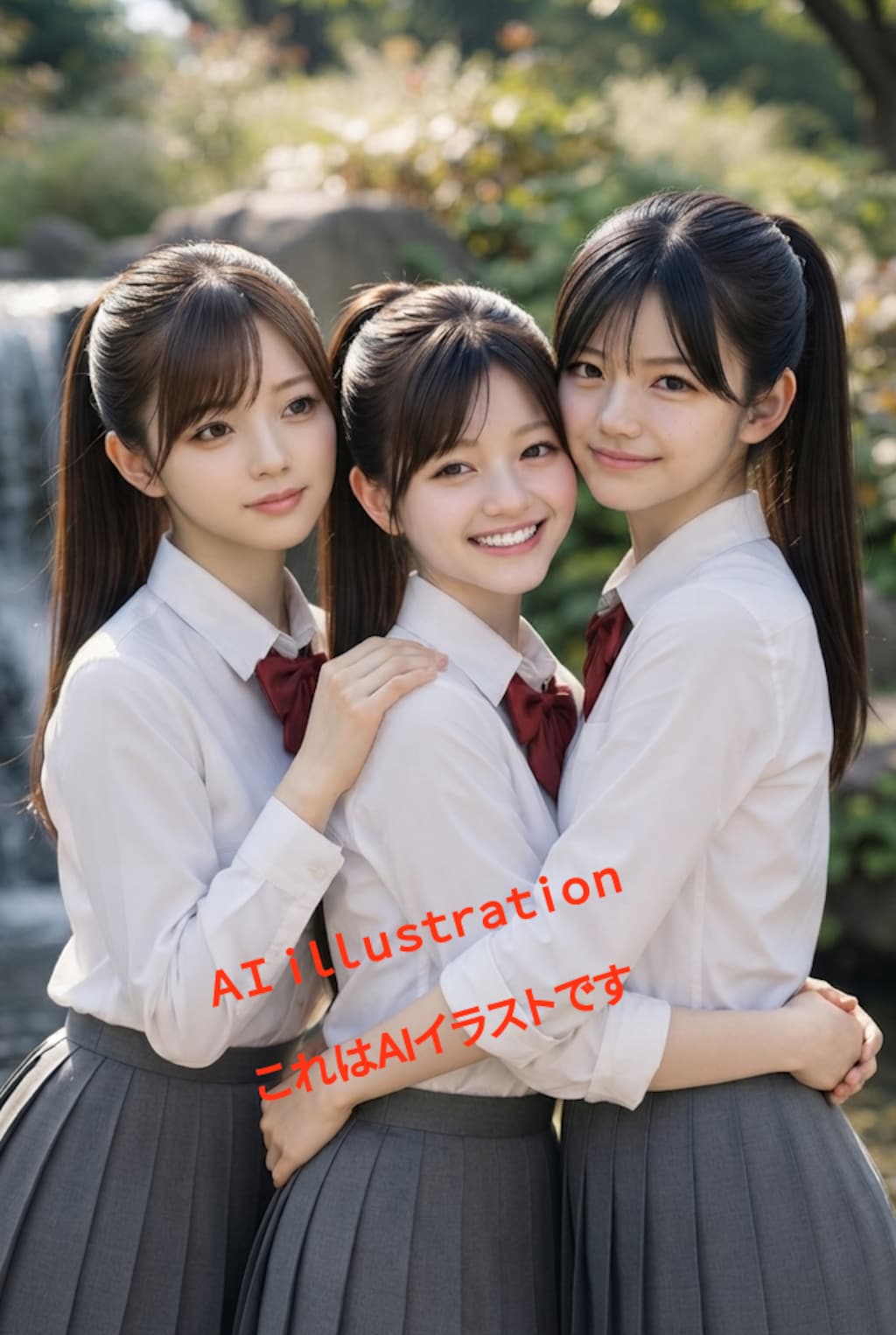 （三人ともポニーテールにしてみた別バージョン）  ボクにとってのふたりの初恋の美少女と、同級生だったクールで大人びた美少女。  妄想とはいえ、さすがに4人デートとは言わないけれど──