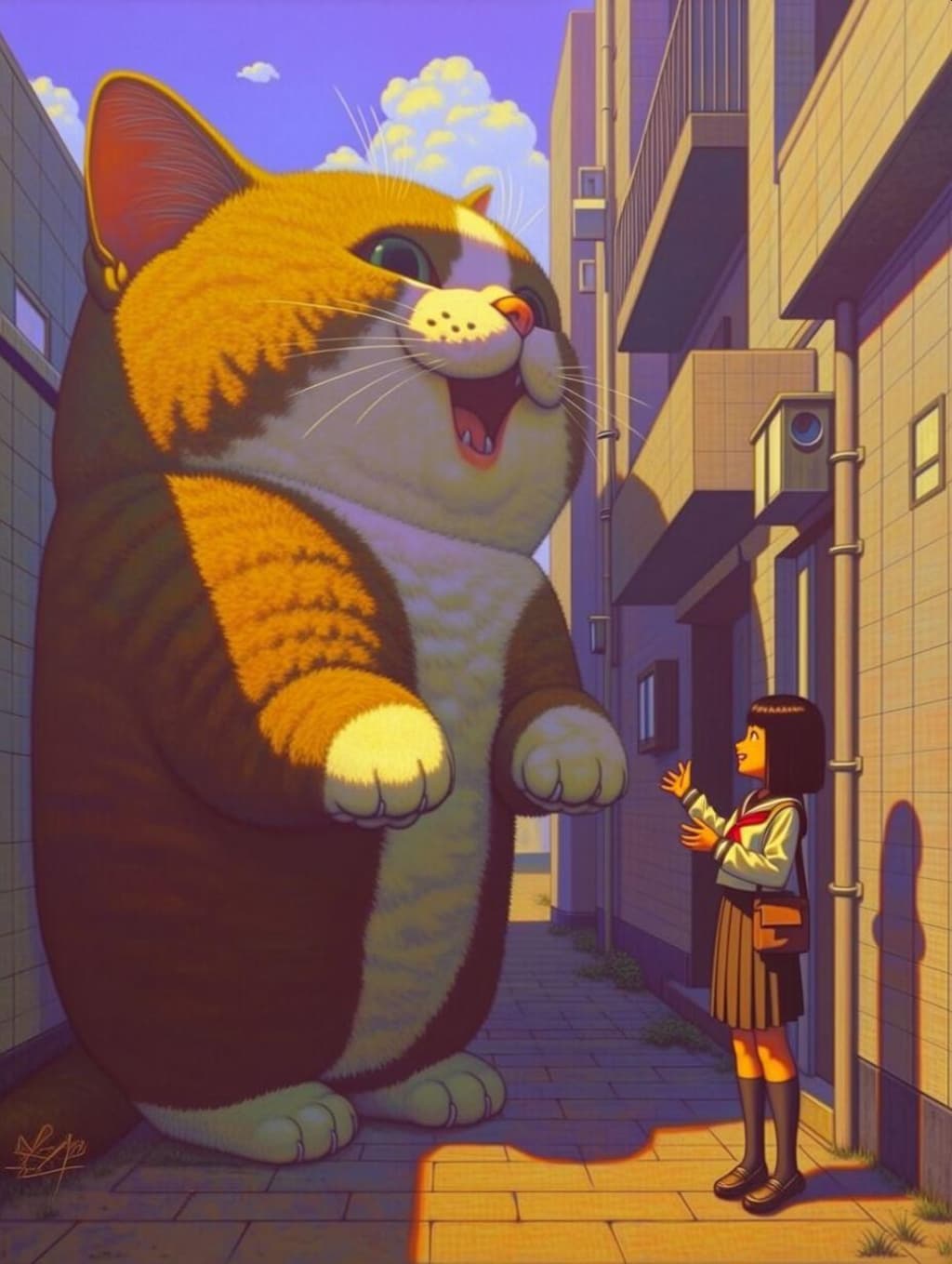 大猫と少女