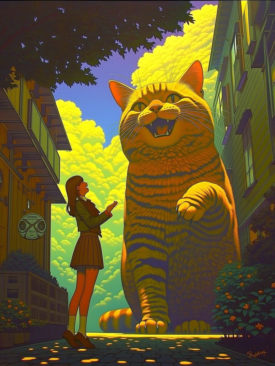大猫と少女