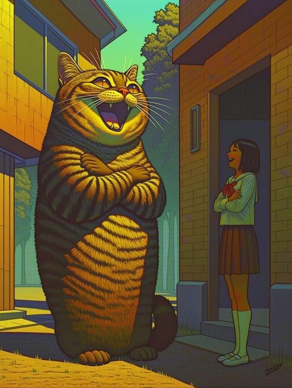 大猫と少女