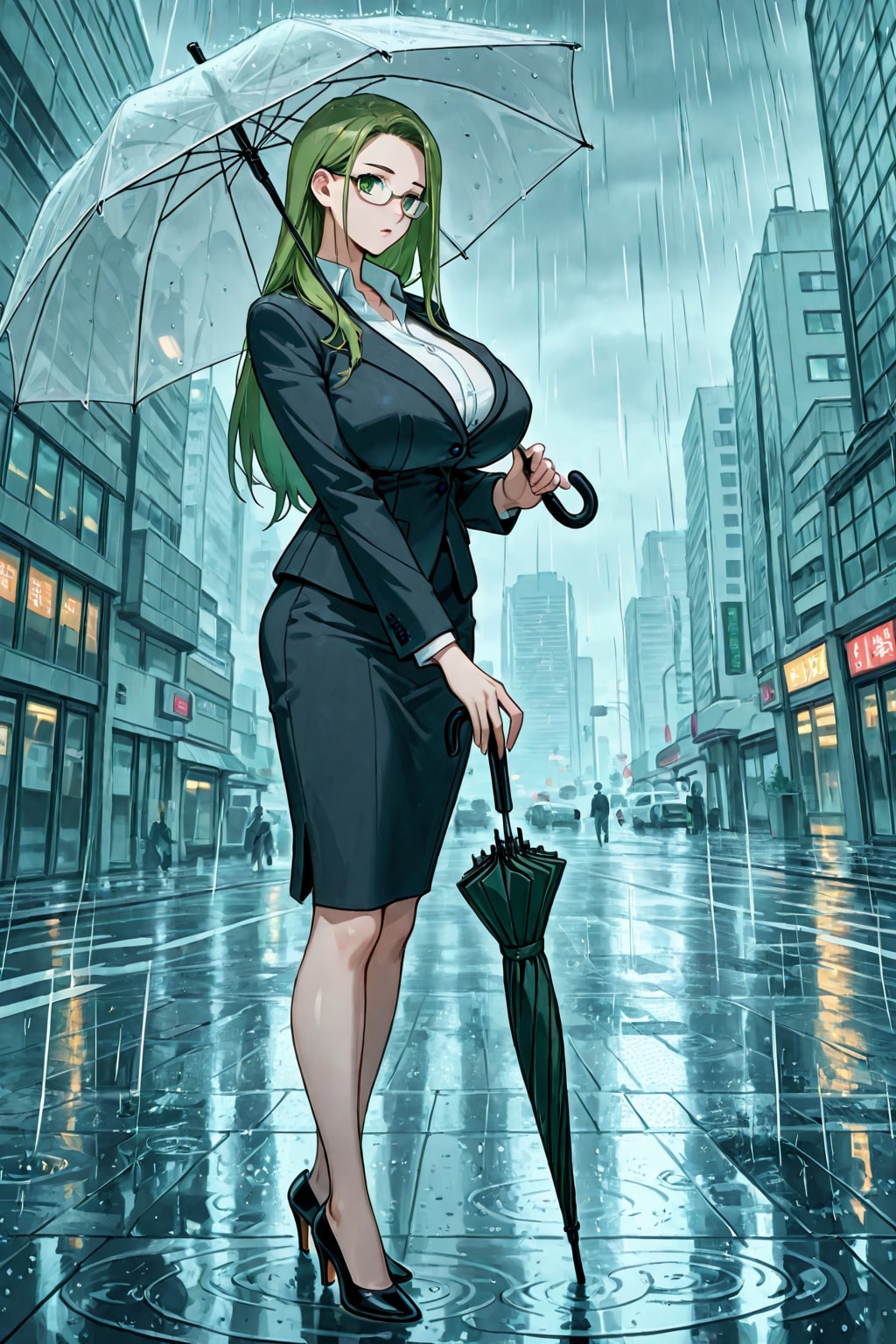 雨降りの中のOLさん | の人気AIイラスト・グラビア
