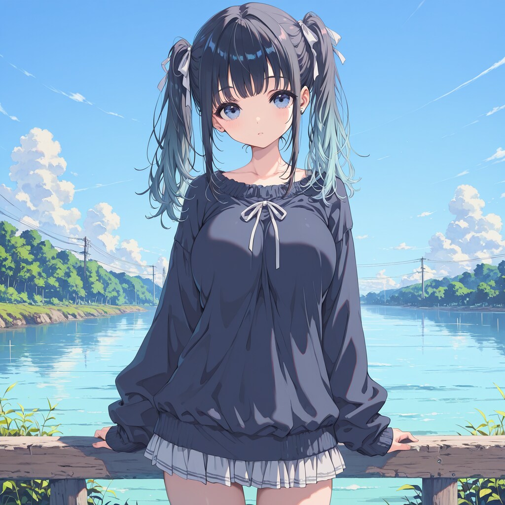 春の河原で