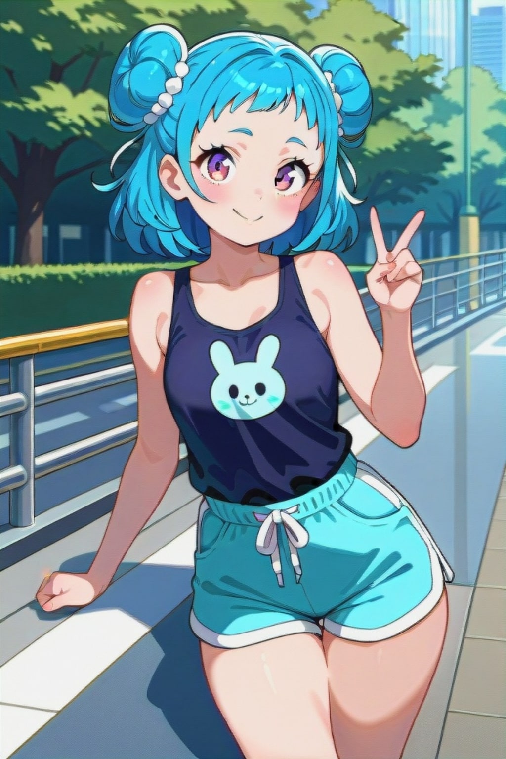 タンクトップの青髪ちゃん