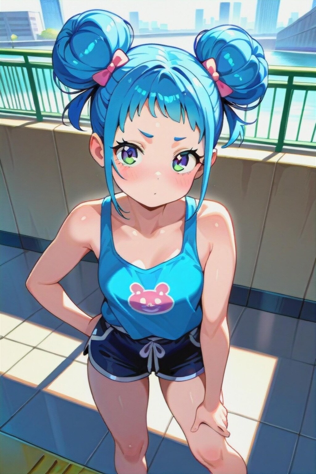 タンクトップの青髪ちゃん